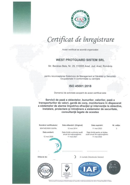 Certificat ISO45001